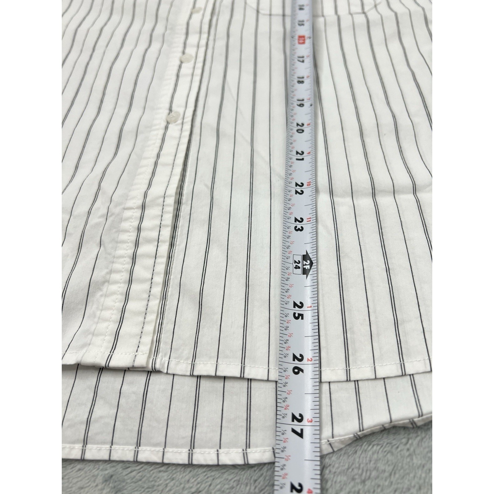 Brochu Walker Essential Shirt Womens Small White Oxford Black Pinstriped Jcp388 — image 6 of 8
